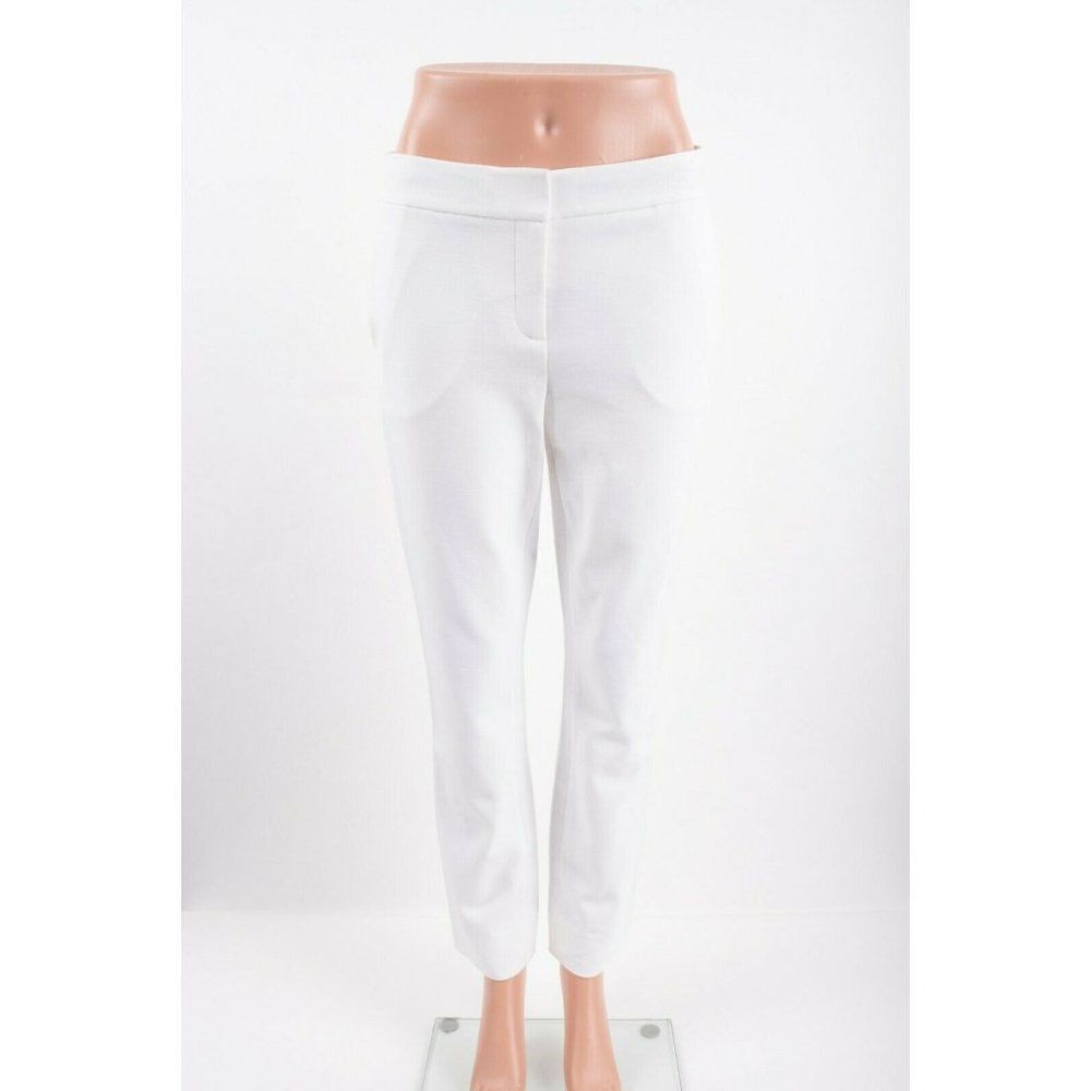 DVF Diane Von Furstenberg Womens Flat Cropped Pants Genesis Slim Sz 4 White NWT
